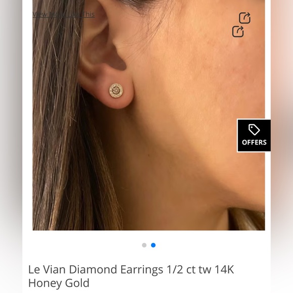 Le Vain Gold and Silver Earrings with Sparkling Faceted Stones - Picture 6 of 6